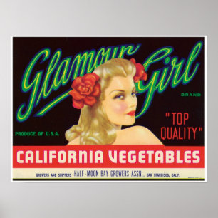Glamour Girl Half Moon Bay San Francisco Vintag Poster