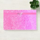 Glamour Girl Hot Pink Glitzer Personalisiert Name Post-it Klebezettel (Büro)