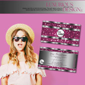 Glamour Girl Pink Glitzer Stars Logo Silver Visitenkarte