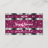 Glamour Girl Pink Glitzer Stars Silver Optics Visitenkarte (Vorderseite)