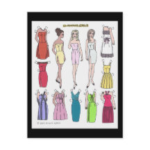 Glamour Girls Paper Doll Postcard