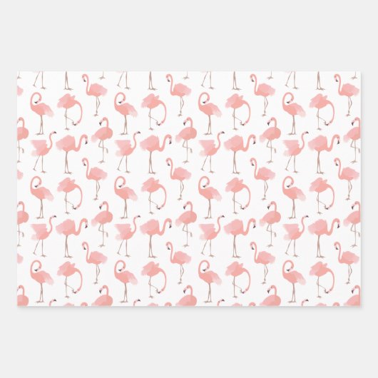 Glamour Girly Pink Flamingo Muster Geschenkpapier Set (Vorderseite 3)