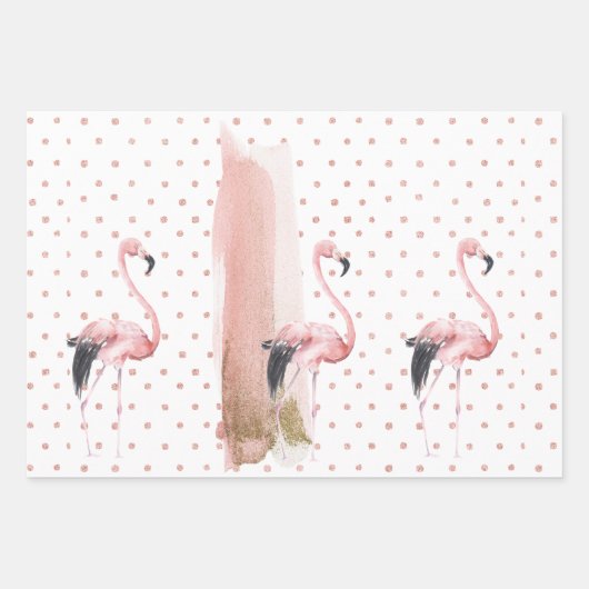 Glamour Girly Pink Flamingo Muster Geschenkpapier Set (Vorderseite)