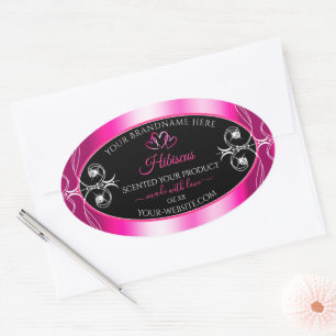 Glamour Girly Pink Produktmarken Diamonds Black Ovaler Aufkleber