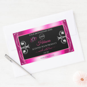 Glamour Girly Pink Produktmarken Schwarz und Logo Rechteckiger Aufkleber