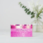 Glamour Girly Pink Sparkling Glitzer Monogram Visitenkarte (Stehend Vorderseite)