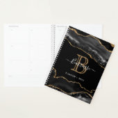 Glamour Glitzer Agate Black Gold Monogram Planer (Anzeige)