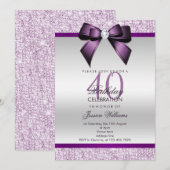 Glamour Glitzer & Bow Geburtstag Einladung (Vorne/Hinten)