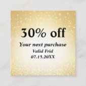 Glamour Glitzer Gold QR Code Treueabatt Rabattkarte (Vorderseite)