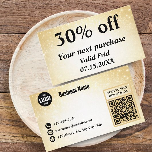 Glamour Glitzer Gold QR Code Treueabatt Rabattkarte