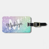 Glamour Glitzer Holograph Hübsch Personalisiert Gepäckanhänger (Vorderseite horizontal)