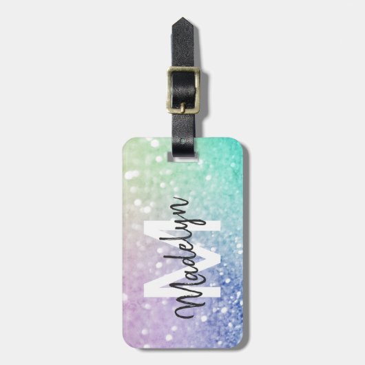 Glamour Glitzer Holograph Hübsch Personalisiert Gepäckanhänger (Vorderseite vertikal)