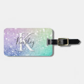 Glamour Glitzer Holograph Hübsch Personalisiert Gepäckanhänger (Vorderseite horizontal)