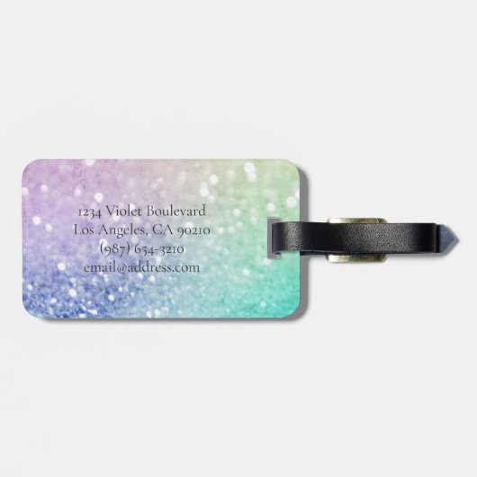 Glamour Glitzer Holograph Hübsch Personalisiert Gepäckanhänger (Rückseite horizontal)