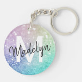 Glamour Glitzer Holograph Hübsch Personalisiert Schlüsselanhänger (Rückseite)