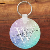 Glamour Glitzer Holograph Hübsch Personalisiert Schlüsselanhänger (Vorderseite)