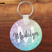 Glamour Glitzer Holograph Hübsch Personalisiert Schlüsselanhänger (Vorderseite)