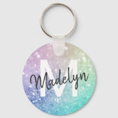 Glamour Glitzer Holograph Hübsch Personalisiert Schlüsselanhänger (Rückseite)