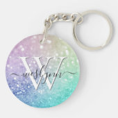 Glamour Glitzer Holograph Hübsch Personalisiert Schlüsselanhänger (Rückseite)