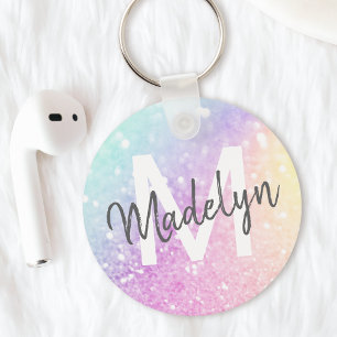 Glamour Glitzer Holograph Mit Monogramm Hübsch Schlüsselanhänger