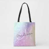 Glamour Glitzer Holograph Mit Monogramm Hübsch Tasche (Vorderseite)