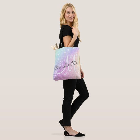 Glamour Glitzer Holograph Mit Monogramm Hübsch Tasche (Am Model)