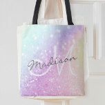 Glamour Glitzer Holograph Mit Monogramm Hübsch Tasche<br><div class="desc">Dieses farbenfrohe Glitzer-Muster aus beigefarbenen Imitaten lässt sich einfach mit Ihrem individuelle Name und/oder Monogramm personalisieren.</div>