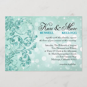 Glamour Glitzer Luxe Bokeh Hochzeit Münze Einladung