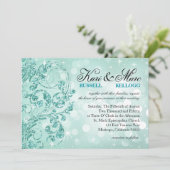 Glamour Glitzer Luxe Bokeh Wedding | Minze Einladung (Stehend Vorderseite)