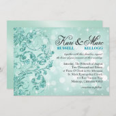 Glamour Glitzer Luxe Bokeh Wedding | Minze Einladung (Vorne/Hinten)