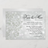 Glamour Glitzer Luxe Bokeh Wedding | Silbereis Einladung (Vorne/Hinten)