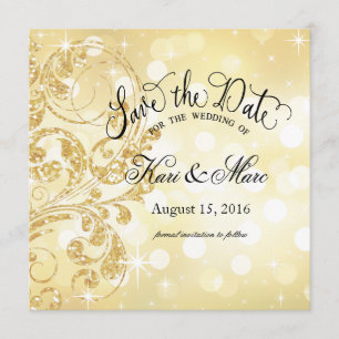 Glamour Glitzer Luxe Save the Date champagne
