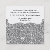 GLAMOUR GLITZER Moderne stilvolle silberne Funkeln Quadratische Visitenkarte (Rückseite)
