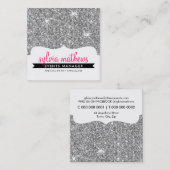 GLAMOUR GLITZER Moderne stilvolle silberne Funkeln Quadratische Visitenkarte (Vorne/Hinten)