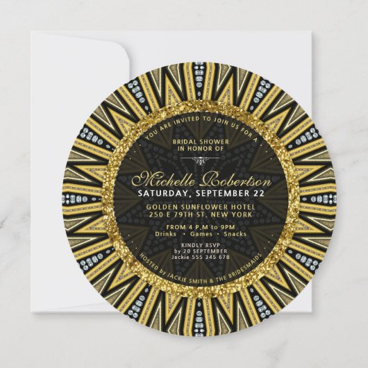 Glamour Gold and Black Girls Night Out Party Einladung (Rückseite)