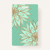 Glamour Gold Aquamarin Green Glitzer Blume Streife Ausweis (Rückseite)