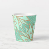 Glamour Gold Aquamarin Green Glitzer Blume Streife Milchtasse (Vorderseite)