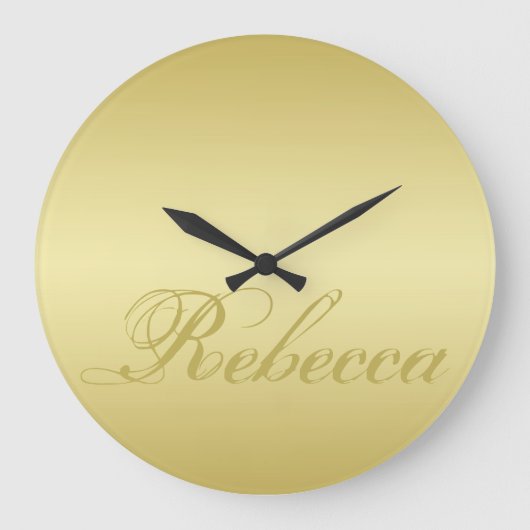 Glamour gold background Personalized Template Name Große Wanduhr (Vorderseite)
