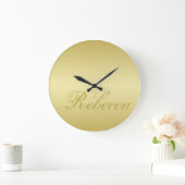 Glamour gold background Personalized Template Name Große Wanduhr (Zuhause)