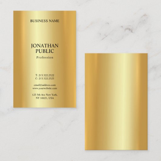 Glamour Gold Beruflich Moderne Elegante Trendy Visitenkarte (Vorne/Hinten)