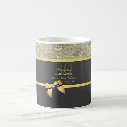 Glamour Gold & Black Birthday Kaffeetasse (Mittel)