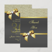 Glamour Gold & Black Birthday Party Dankeskarte (Vorne/Hinten)