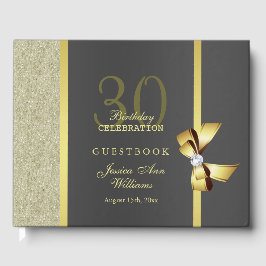 Glamour Gold & Black Birthday Party Gästebuch