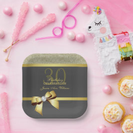 Glamour Gold & Black Birthday Party Pappteller