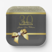 Glamour Gold & Black Birthday Party Pappteller (Vorderseite)