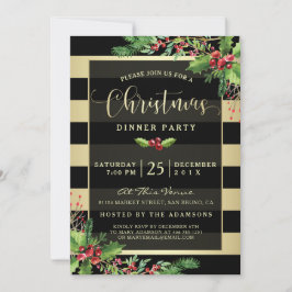 Glamour Gold & Black Christmas Party Einladung
