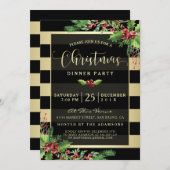 Glamour Gold & Black Christmas Party Einladung (Vorne/Hinten)