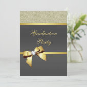 Glamour Gold & Black Graduation Party Einladung (Stehend Vorderseite)