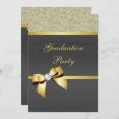 Glamour Gold & Black Graduation Party Einladung (Vorne/Hinten)