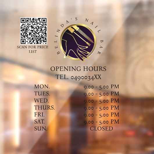 Glamour Gold & Black Nail Salon Fensteraufkleber (Blatt 2)